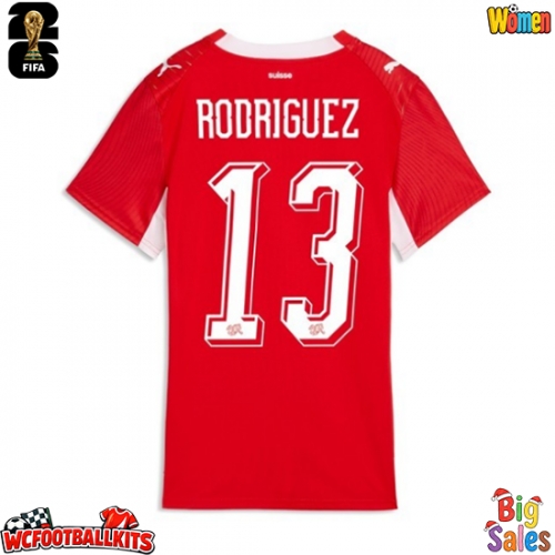 Switzerland Ricardo Rodriguez #13 Replica Home Stadium Shirt for Women World Cup 2026 Short Sleeve